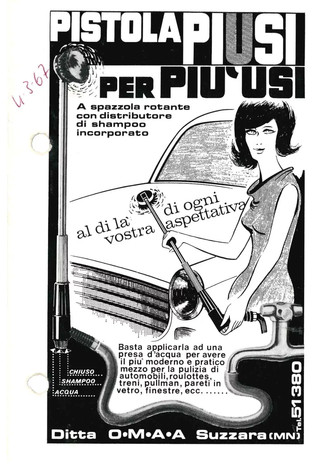 PUBBLICITA PISTOLA LAVAGGIO AUTO PIUSI