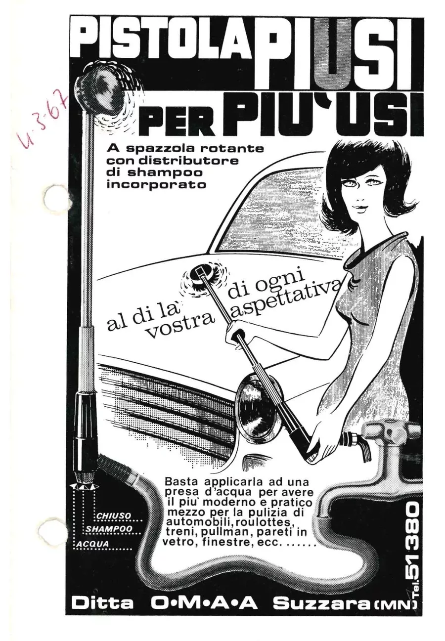 PUBBLICITA PISTOLA LAVAGGIO AUTO PIUSI