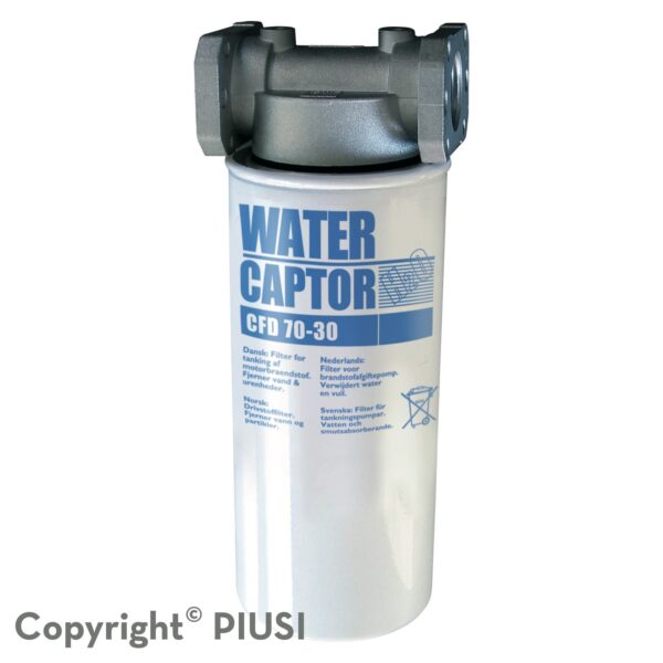 Piusi captor water particle fuel filter in clear bowl 