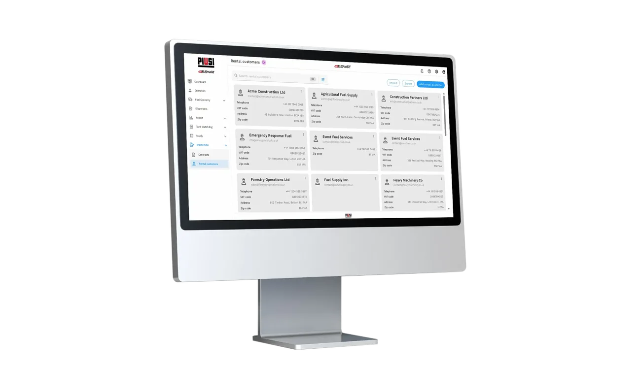 Mastersite piusi fuel management tank renta contracts customers
