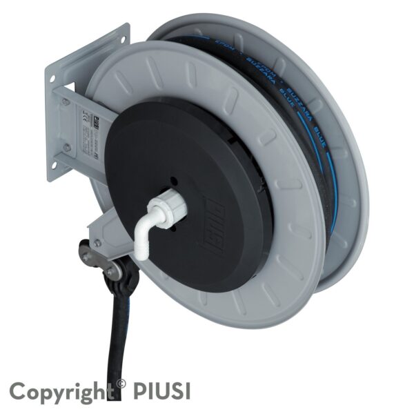 Piusi retractable enclosed hose reel for air and water with 15 m x 8 mm  (5/16 inch) hose 20 bar (290 psi)